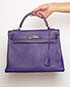 Kelly 32 Togo Leather in Iris, front view